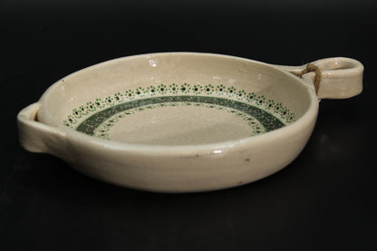 8" Floral Beige Clay Frying Pan