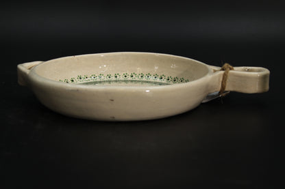 8" Floral Beige Clay Frying Pan