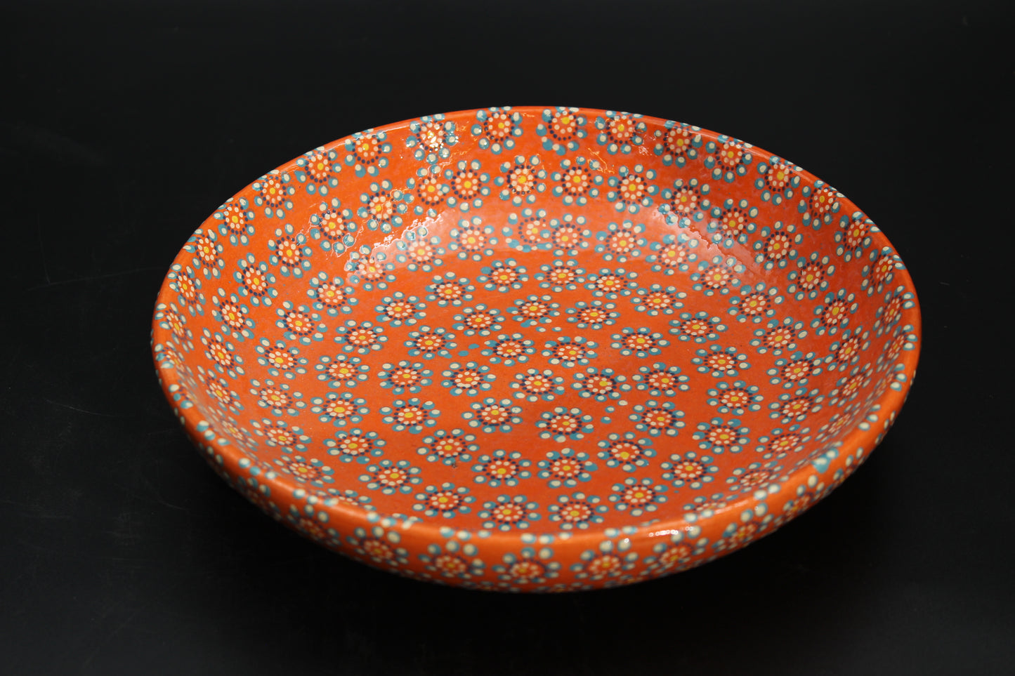 11" Fire Orange Ceramic Salad Bowl