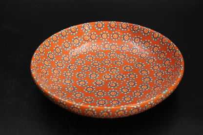 11" Fire Orange Ceramic Salad Bowl