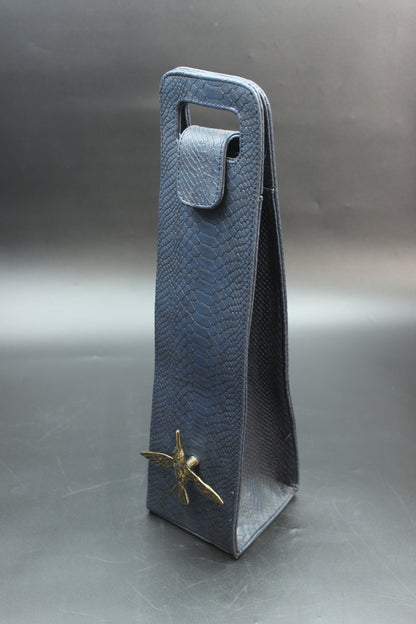 Blue Snake Skin & Hummingbird Wine Carrier
