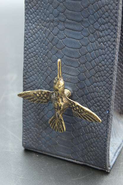 Blue Snake Skin & Hummingbird Wine Carrier