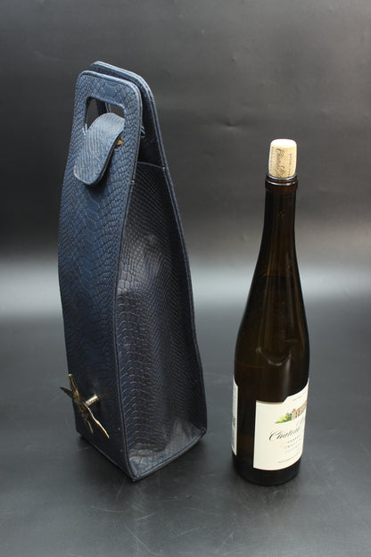 Blue Snake Skin & Hummingbird Wine Carrier