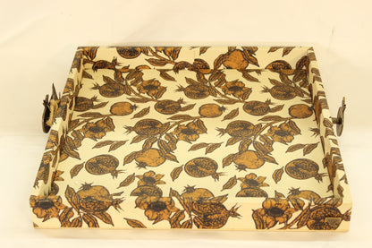 Magrana Pomegranate Serving Tray w/ Metal Handles