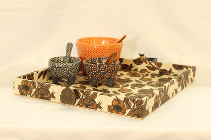 Magrana Pomegranate Serving Tray w/ Metal Handles