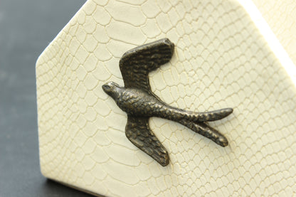 White Sparrow Snakeskin Napkin Holder