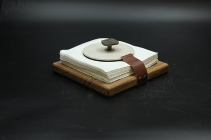 Cream Seaweed Wood Napkin Holder