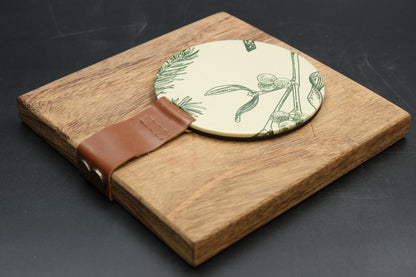 Green Floral Wood Napkin Holder