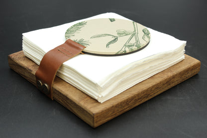Green Floral Wood Napkin Holder