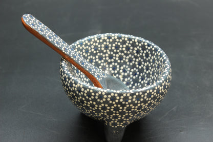 6oz Plomo Grey Ceramic Salsa Bowl w/ Spoon