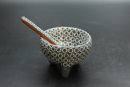 6oz Plomo Grey Ceramic Salsa Bowl w/ Spoon