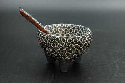 6oz Plomo Grey Ceramic Salsa Bowl w/ Spoon