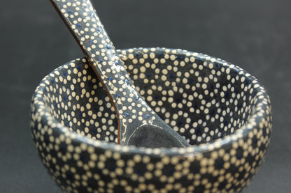 6oz Plomo Grey Ceramic Salsa Bowl w/ Spoon