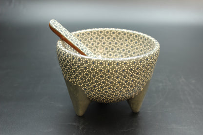 24oz Lead Grey Ceramic Salsa Bowl w/ Spoon