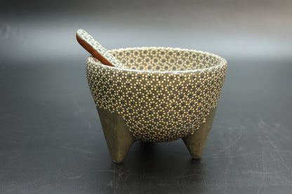24oz Lead Grey Ceramic Salsa Bowl w/ Spoon