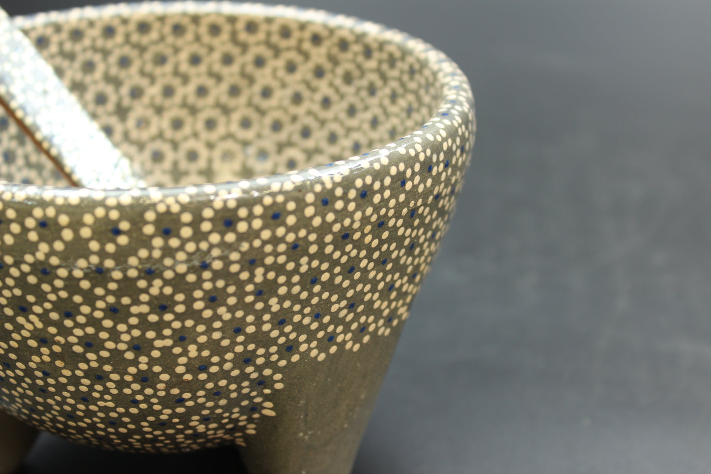 24oz Lead Grey Ceramic Salsa Bowl w/ Spoon