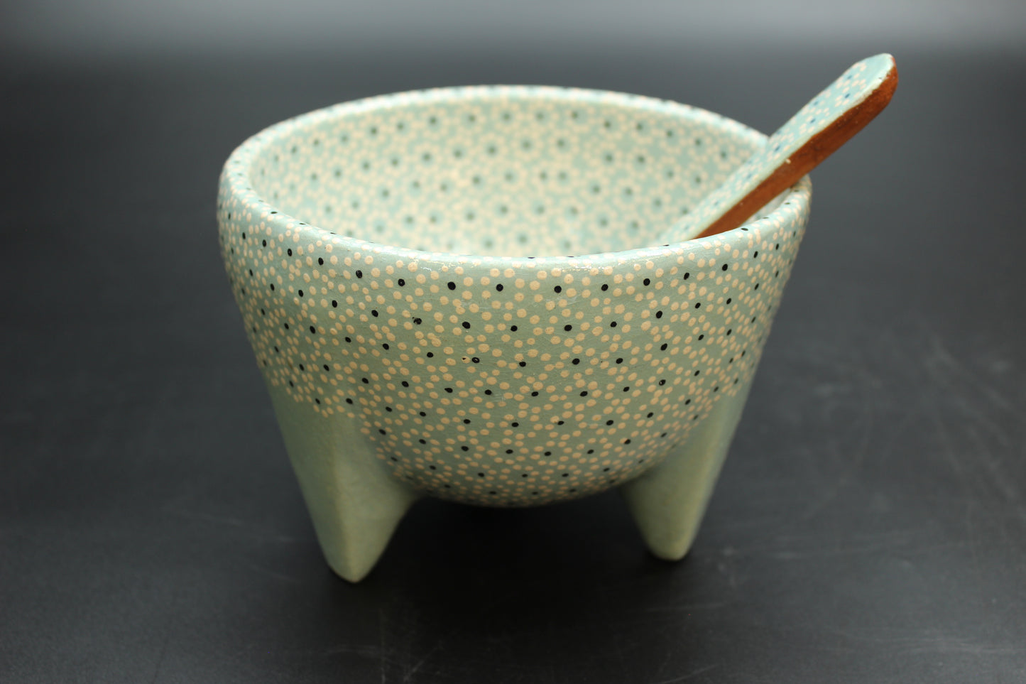 24oz Celadon Green Ceramic Salsa Bowl w/ Spoon