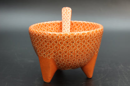 24oz Fire Orange Ceramic Salsa Bowl w/ Spoon
