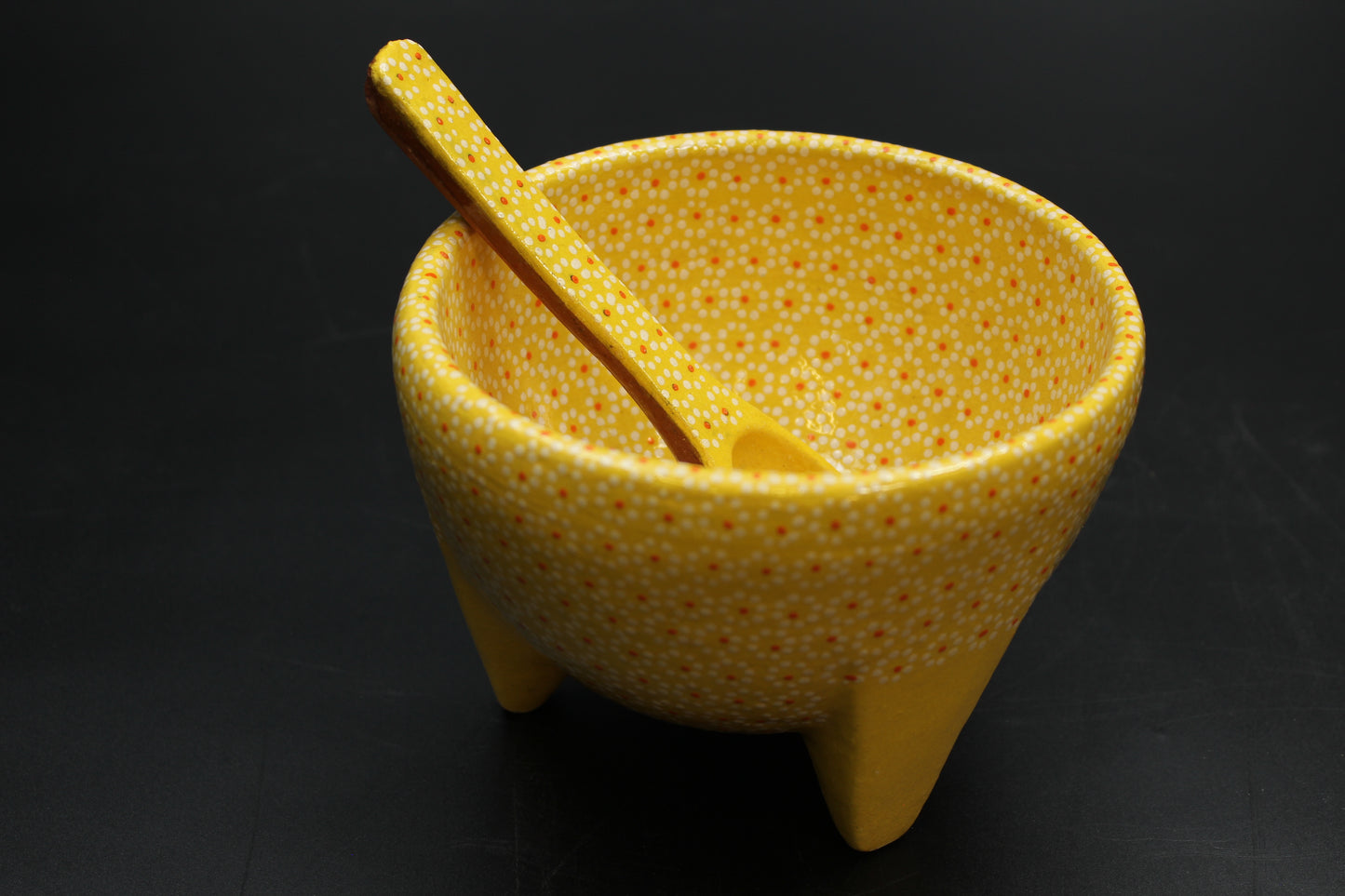 24oz Saffron Yellow Ceramic Salsa Bowl w/ Spoon