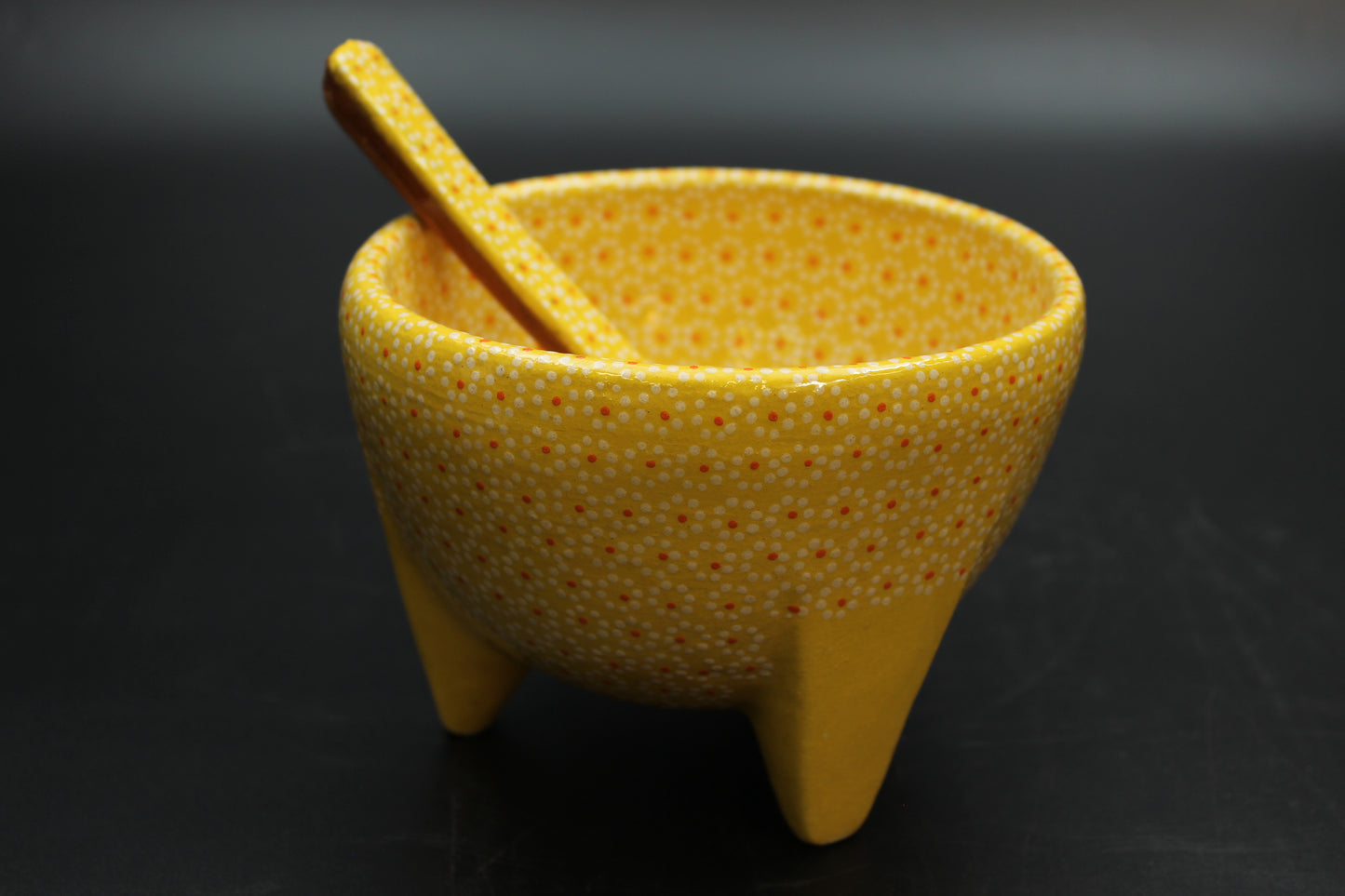 24oz Saffron Yellow Ceramic Salsa Bowl w/ Spoon