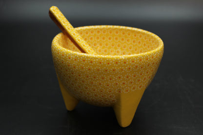 24oz Saffron Yellow Ceramic Salsa Bowl w/ Spoon