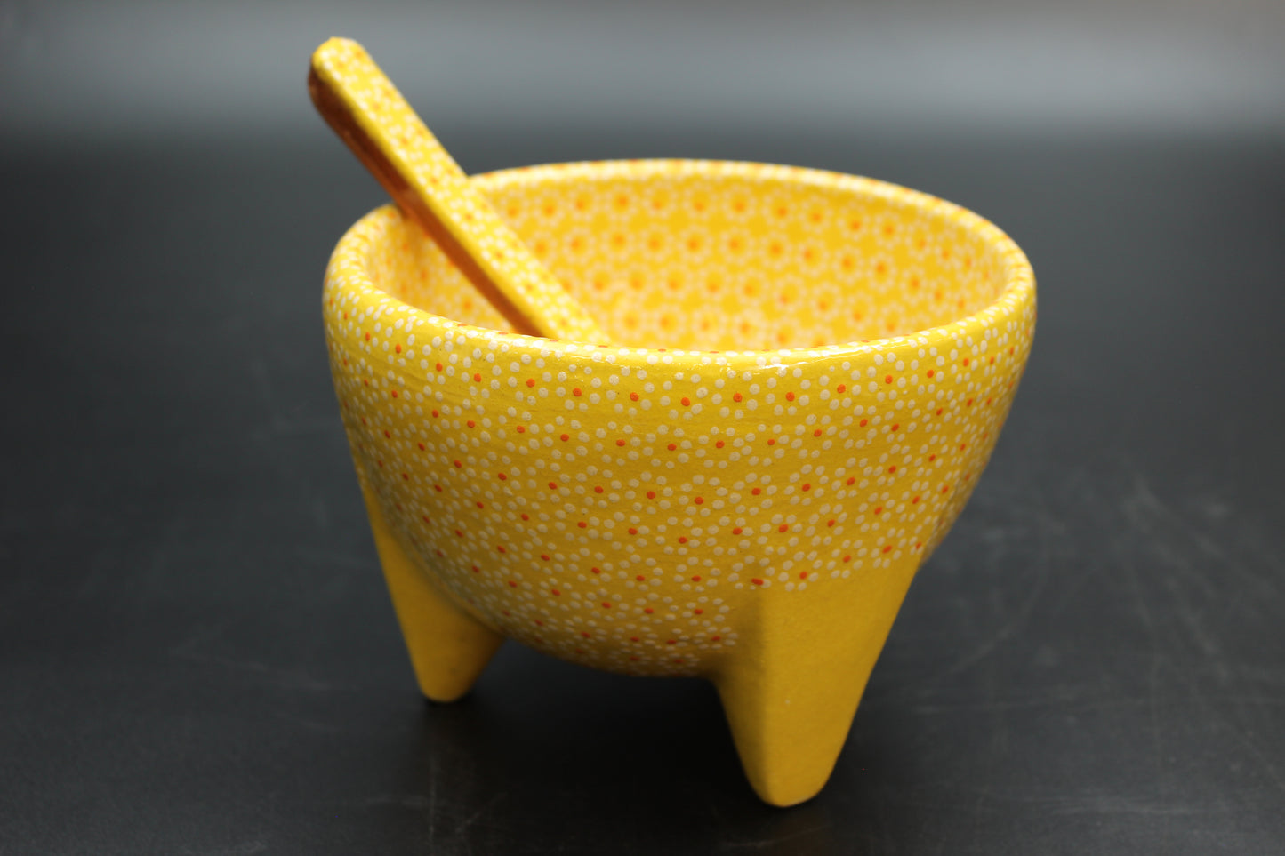 24oz Saffron Yellow Ceramic Salsa Bowl w/ Spoon