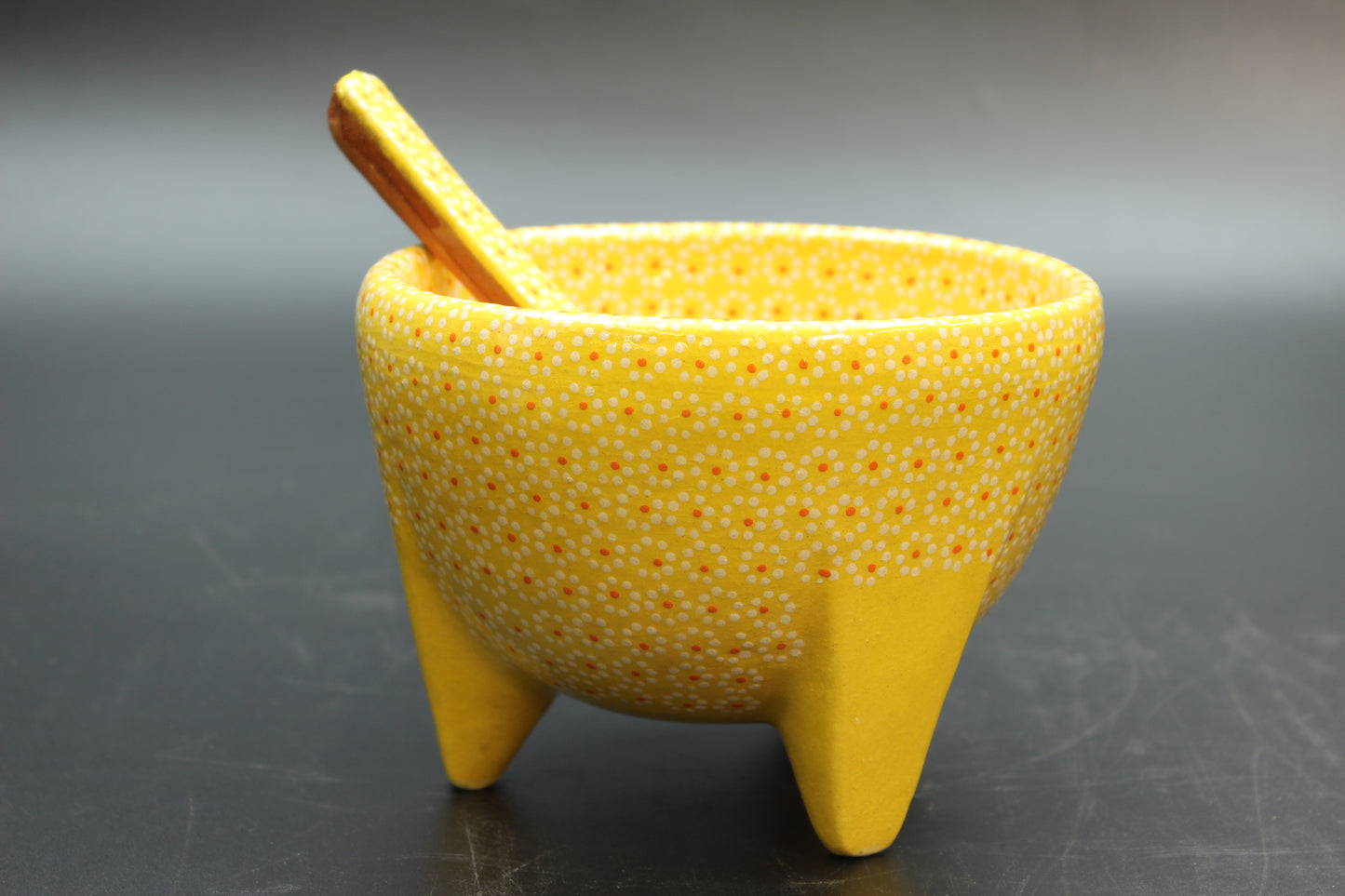 24oz Saffron Yellow Ceramic Salsa Bowl w/ Spoon