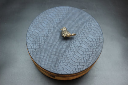 Blue Snakeskin & Bird Wooden Tortilla Holder