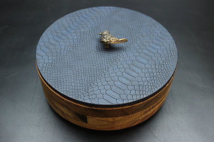 Blue Snakeskin & Bird Wooden Tortilla Holder