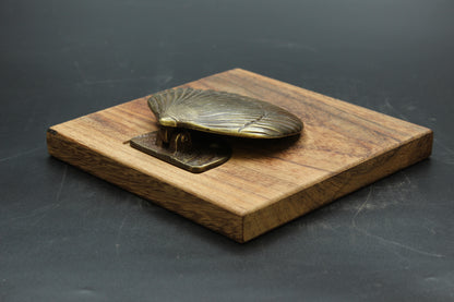 Brass Clam Wood Napkin Holder