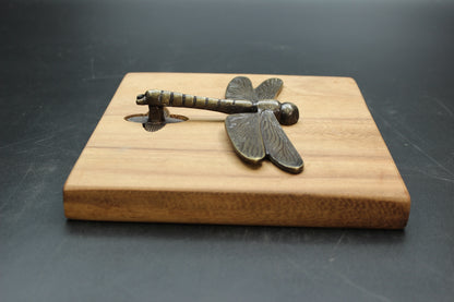 Brass Dragonfly Wood Napkin Holder