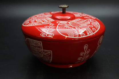 Red Handmade Tortilla Holder w/ Metal Handle