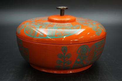 Orange Handmade Tortilla Holder w/ Metal Handle