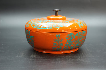 Orange Handmade Tortilla Holder w/ Metal Handle