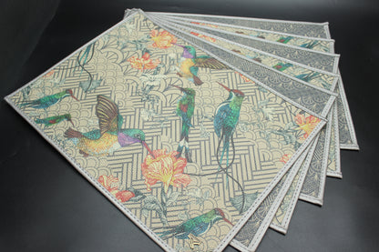 6pc Hummingbird Synthetic Placemat Set