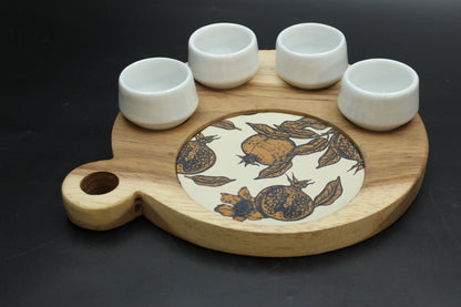 White Mezcalero and Pomegranate Wood Tray Set (Set of 4)