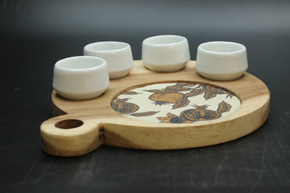 White Mezcalero and Pomegranate Wood Tray Set (Set of 4)