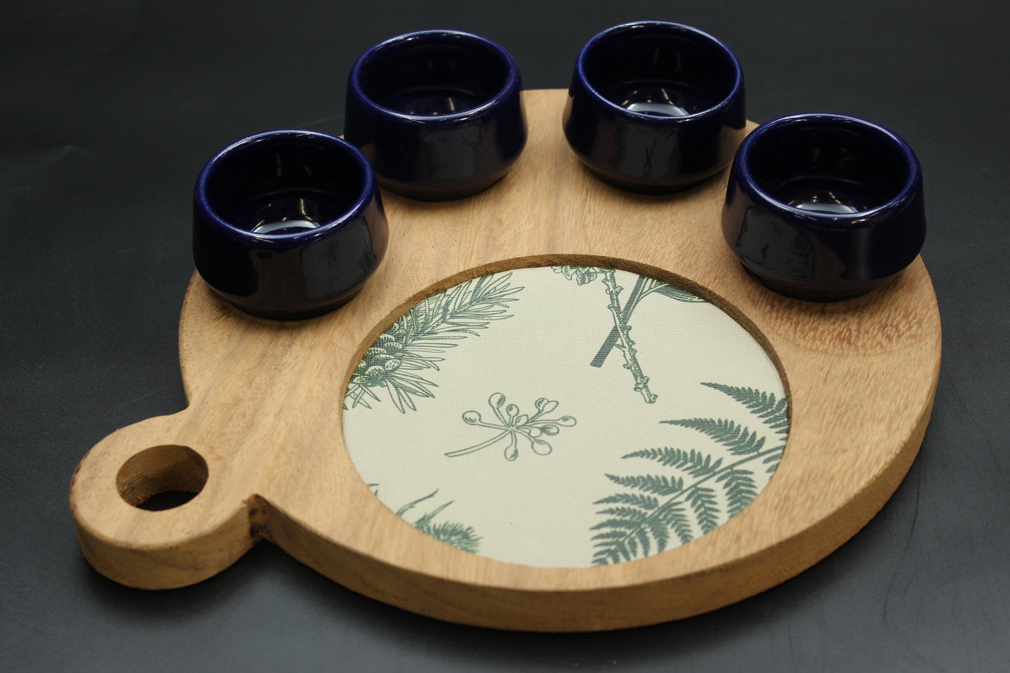 Blue Mezcalero and Floral Wood Tray Set (Set of 4)