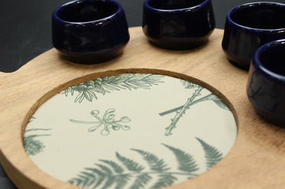 Blue Mezcalero and Floral Wood Tray Set (Set of 4)