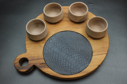 Sand Mezcalero and Blue Snakeskin Wood Tray Set (Set of 4)