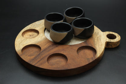 Black Sand Mezcalero & Snakeskin Wood Tray Set (Set of 4)