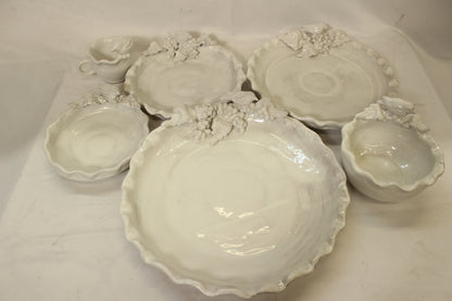 36 pc Fruit & Birds Handmade Ceramic Dinnerware Set (For 6 People)
