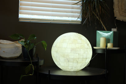 Handcrafted Onyx Sphere Lamp – 20" Translucent White Onyx Statement Lamp