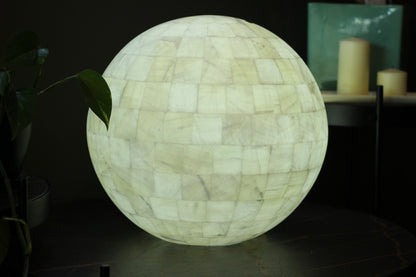 Handcrafted Onyx Sphere Lamp – 20" Translucent White Onyx Statement Lamp