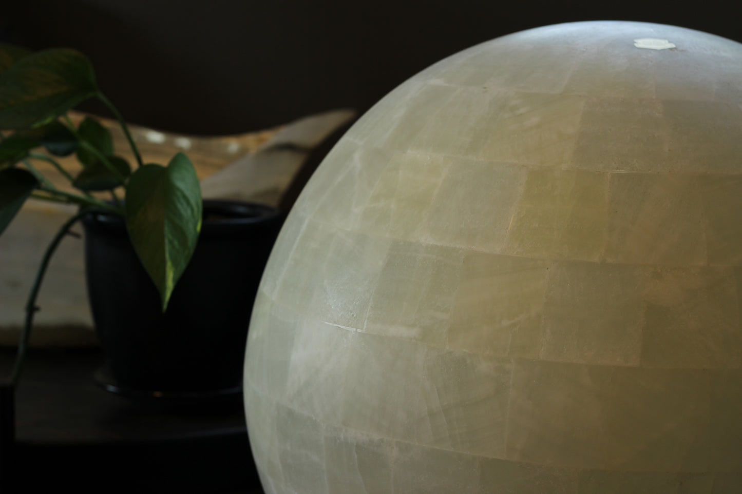Handcrafted Onyx Sphere Lamp – 20" Translucent White Onyx Statement Lamp