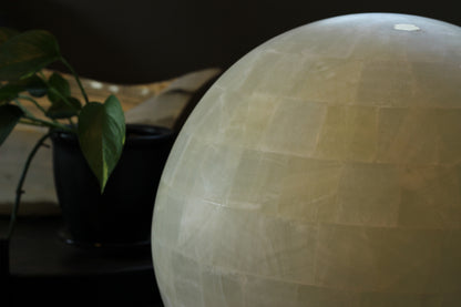 Handcrafted Onyx Sphere Lamp – 20" Translucent White Onyx Statement Lamp