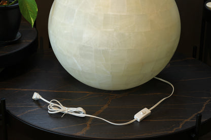 Handcrafted Onyx Sphere Lamp – 20" Translucent White Onyx Statement Lamp