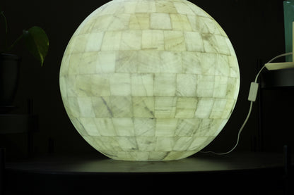 Handcrafted Onyx Sphere Lamp – 20" Translucent White Onyx Statement Lamp