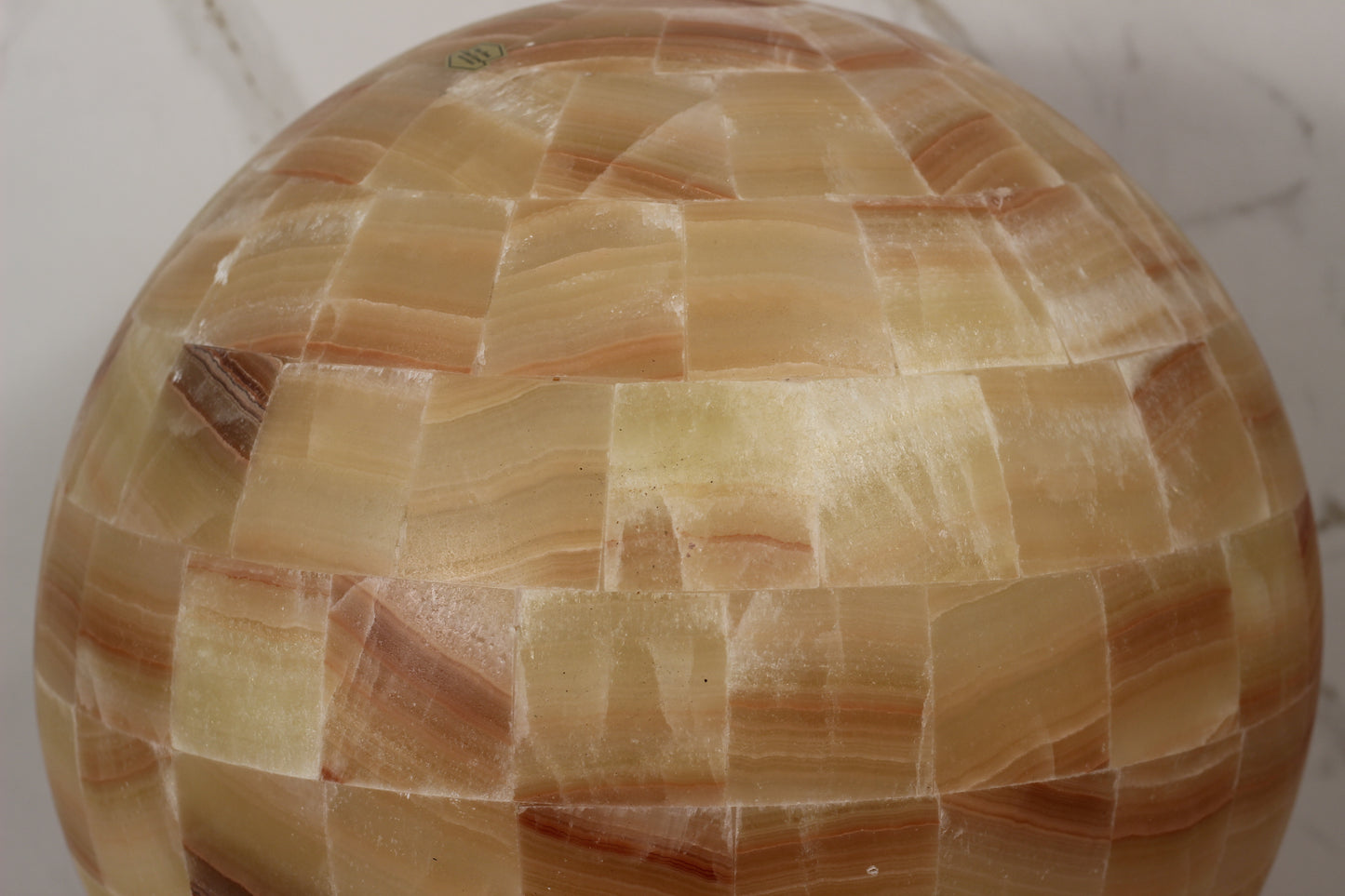 Handcrafted Onyx Sphere Lamp – 16" Translucent Orange Onyx Statement Lamp