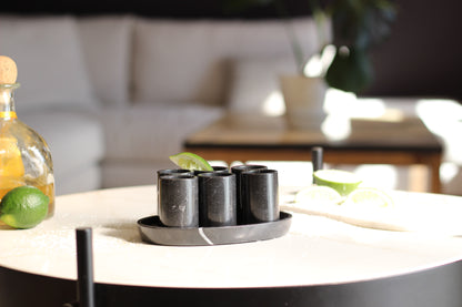 Black Marble Mexican Tequilla Shot Glass Set- 7 Piece Set